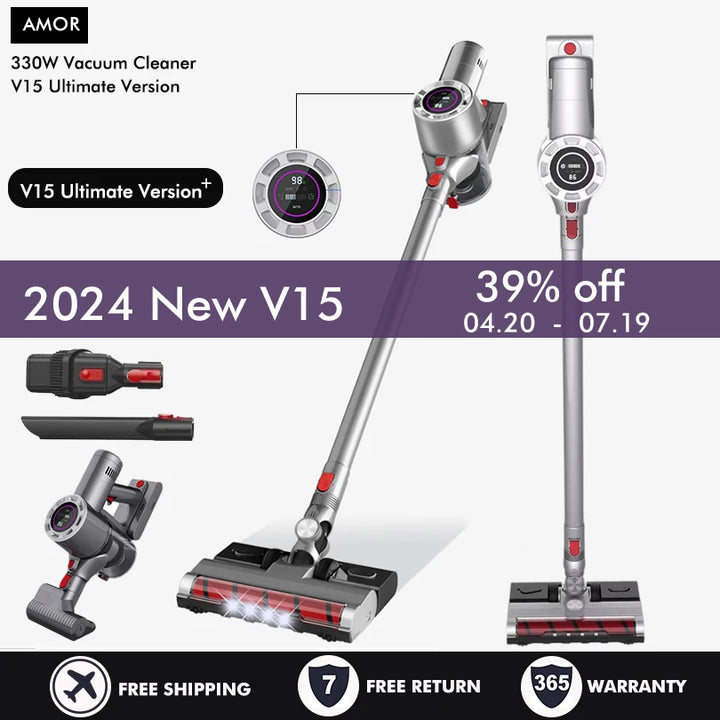 Vacuum Cleaner Powerful Vertical Clean LED Handheld  V15 30kPa 330W